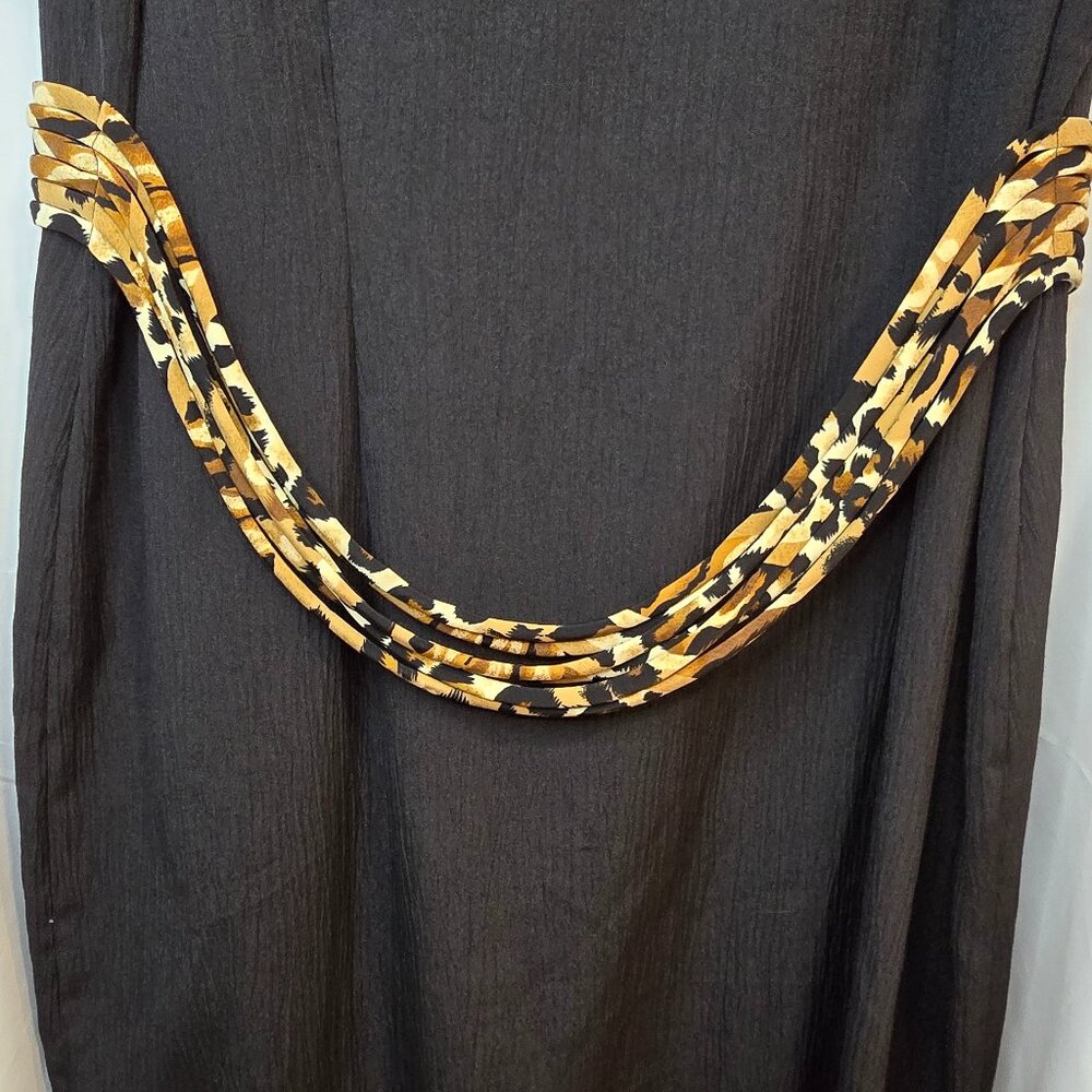 Vintage Miss Dorby Button Up Dress Black With Leopard Print Details Size 18 - Picture 7 of 10